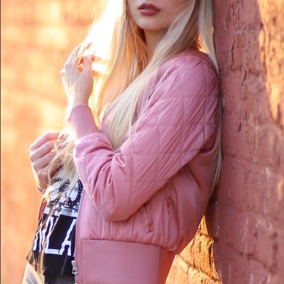 QUILTED SATIN BOMBER JACKET - Picture 3 of 7